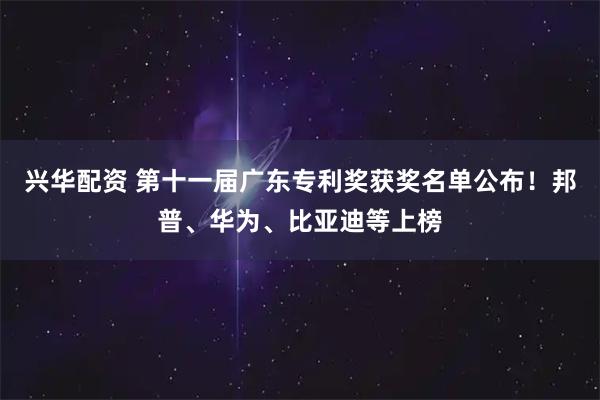 兴华配资 第十一届广东专利奖获奖名单公布！邦普、华为、比亚迪等上榜